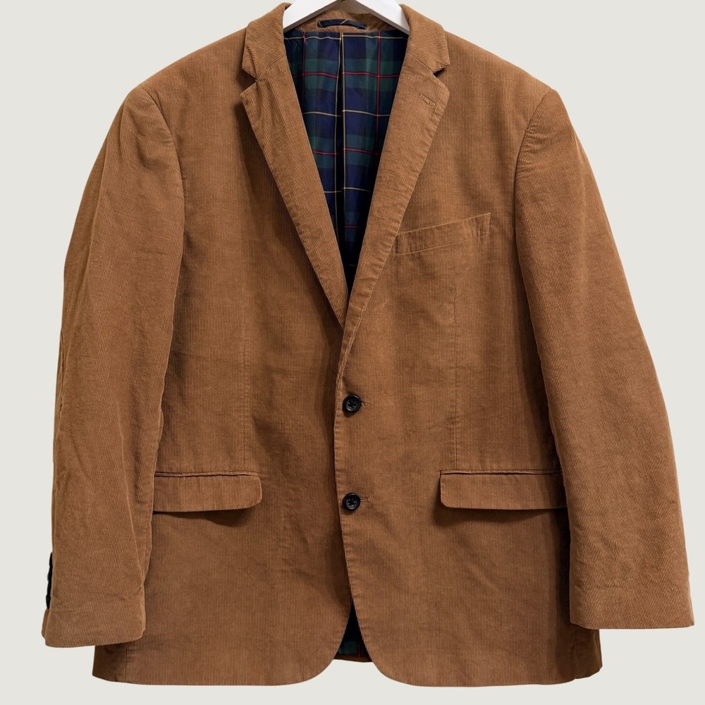 US Polo Mens Blazer 46R Tan Corduroy Elbow Patch Pockets Sports Coat Business
